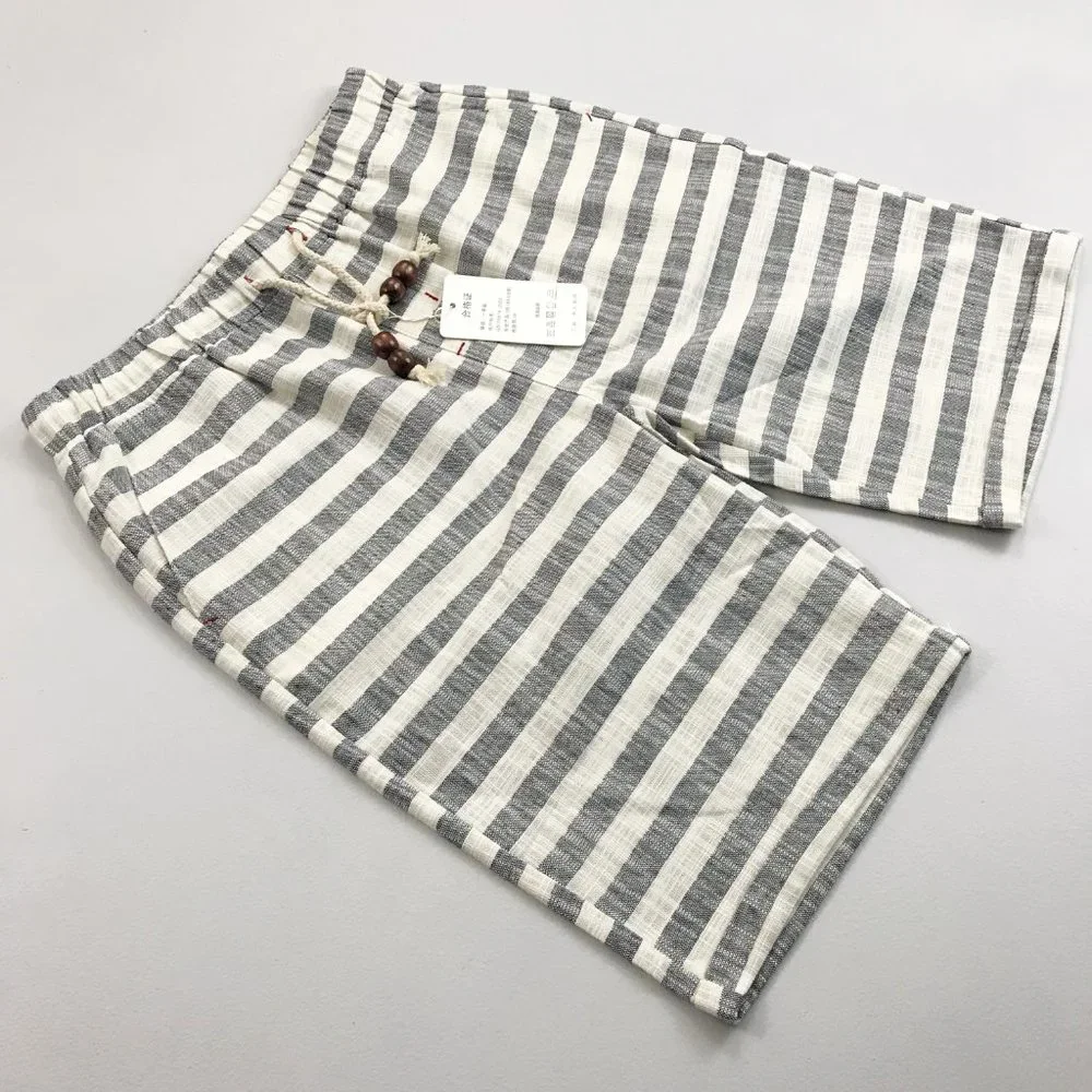 FASHION Brand Striped Bermuda Shorts M/L NWT Textured Cotton Pockets - Picture 2 of 8